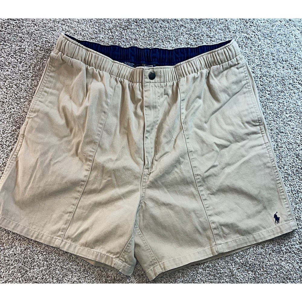 Vintage Polo Ralph Lauren Khaki Chino Prepster Shorts Pony Logo Mens Sz L